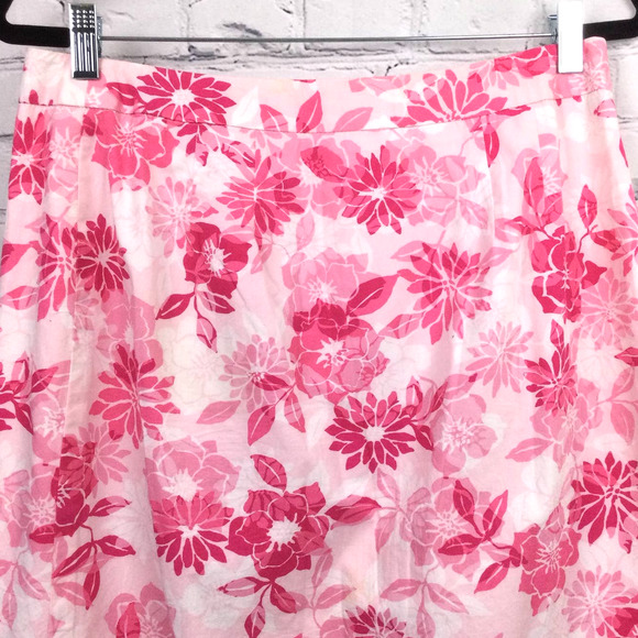 VTG Talbots Women's Barbie Pink Floral Wrap Lined Cotton Maxi Skirt Size 8 - Picture 4 of 16